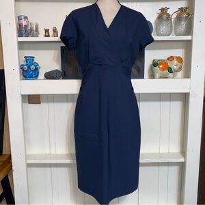 M. M. Lafleur Navy Cross Front Sheath Dress‎ Size 12